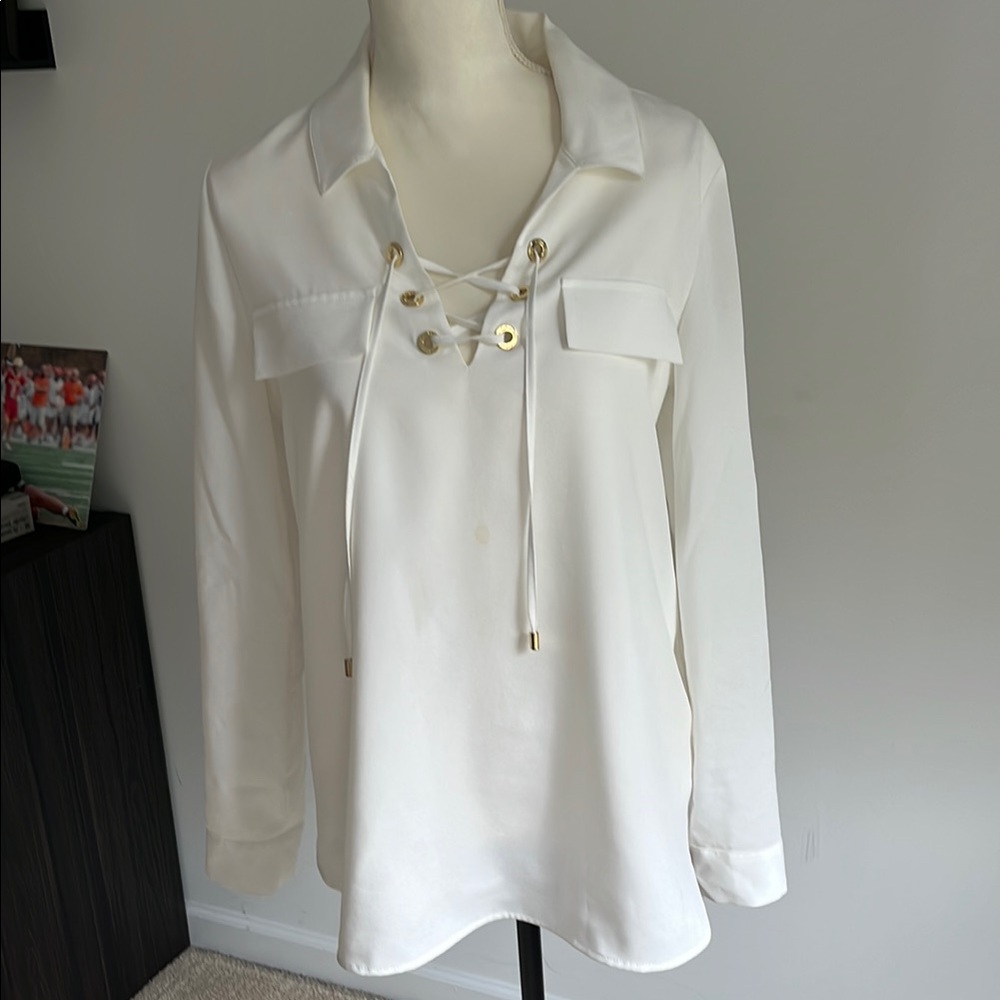 White Tie Front Sailor Collar Blouse